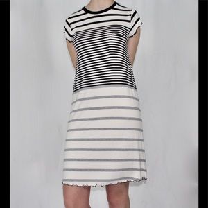 🌫Striped Black and White T-Shirt Dress🌫
